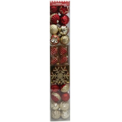 Shatter Resistant Christmas Ornaments, Red & Gold, 52-piece Set