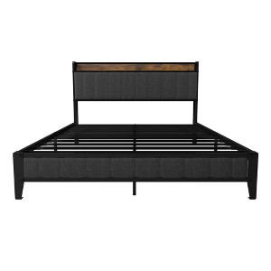 SEVOBAL Beds, Queen Size Upholstered Platform Bed with Headboard and Storage Space for Modern Bedroom Organization, Gray, 62.99"*15.35"*5.91" - 1 of 4