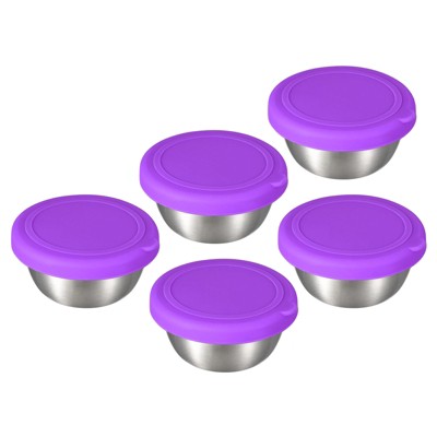Unique Bargains 304 Stainless Steel Soft Silicone Leakproof Dishwasher Safe Food Storage Container Sets 5 Pcs