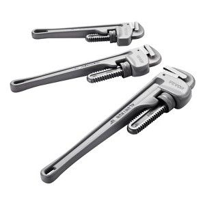 VEVOR 3-Piece Pipe Wrench Set, 10" 14" 18" Aluminum Straight Pipe Wrench, Adjustable Plumbing Wrench, with High Strength Jaw, Silver - 1 of 4