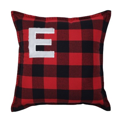 17"x17" Indoor Christmas Buffalo Plaid E Square 16.5-inch Throw Pillow - Pillow Perfect: Faux Fur, Ornamental Stitch