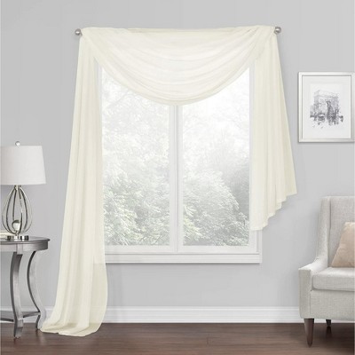 Kate Aurora Elegant Sheer Voile Window Scarf Valance - Beige : Target