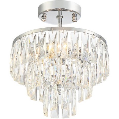 Vienna Full Spectrum Modern Ceiling Light Semi Flush Mount Fixture Chrome 11" Wide Crystal for Bedroom Kitchen Living Room Hallway