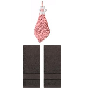 REGALWOVEN 3 Pcs Soft Absorbent Hand Towel Bathroom Decorative Set - 1 of 4