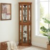 KWPZQEB 69.49" Accent Corner Cabinet w/ 2 Doors, Farmhouse Curio Cabinet w/ Adjustable Glass Shelves, Bar Cabinet, Freestanding Wooden Floor Cabinet - 3 of 4