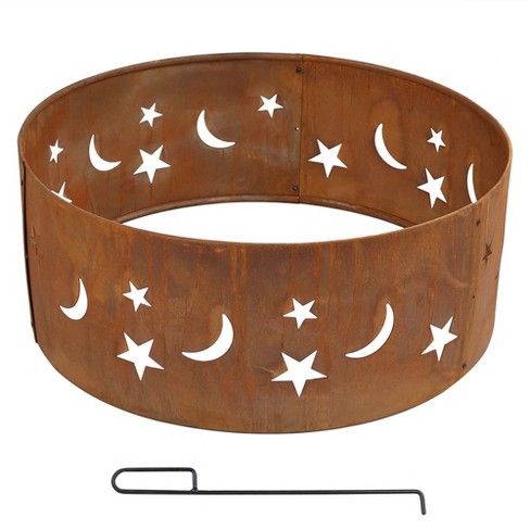 Stars And Moons 30 Wood Burning Fire Pit Ring Round Sunnydaze Decor Target