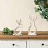 Carved Stone Bunny Outline Decor Set of 2 10.75 Inch & 9 Inch Resin Figures For Spring Tables By Melrose - 3 of 3