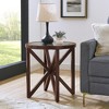 LIVAREEmlen Modern Simple Glass Coffee Table, Tempered Glass Coffee Table Solid Wood Base Round Transparent Glass Top(¨Brown) - 2 of 4