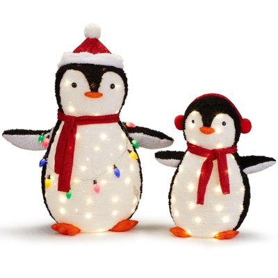 NAYSAYE Set of 2 Party Decoration and Accessories Penguin Set with Festive Holiday Charm for Home and Garden, Red and White, 15"*12"*38"