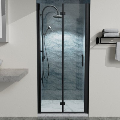 NicBex Shower Door 34"W x 72"H Bi-Fold Semi-Frameless Glass Tub Door with Clear Tempered Glass with Reversible Installation