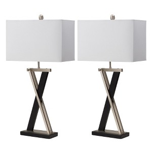 HomeRoots Set of Two 29" Black Metal Table Lamp With White Cone Shade - 1 of 4