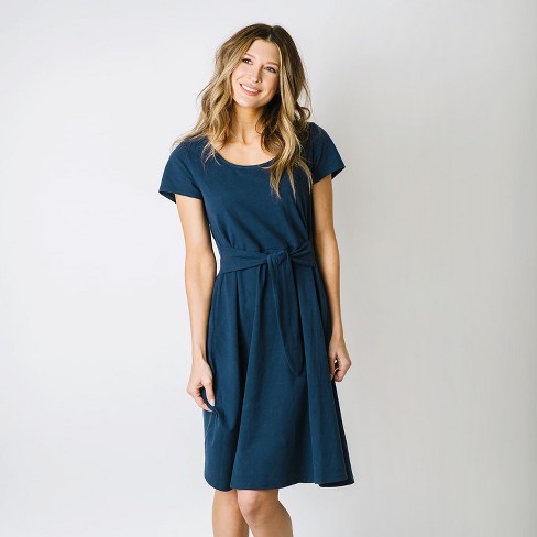 Hope & Henry Womens' Tie-waist Knit Dress (navy, 10) : Target