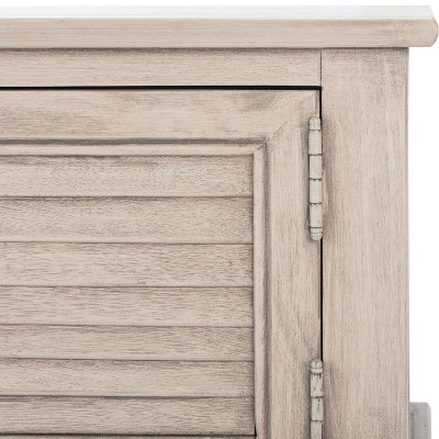 Greige Wood and Metal Console Table with Storage Drawers