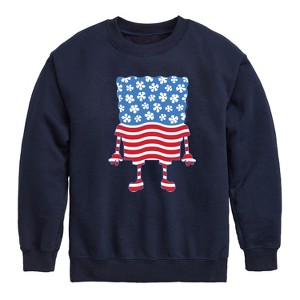 Boys' - SpongeBob SquarePants - Silhouette Stars Stripes Graphic Long Sleeve Fleece Sweatshirt - 1 of 4