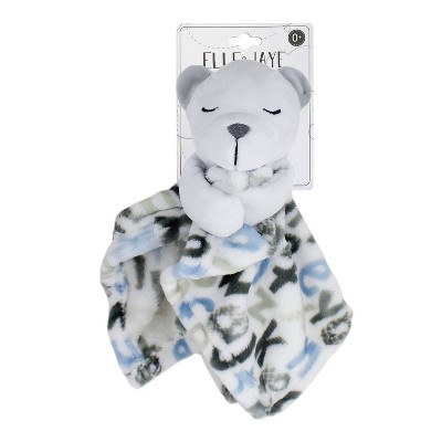 Elle & Jaye Security Blanket Blue Alphabet Bear with Arms Printed Lovey