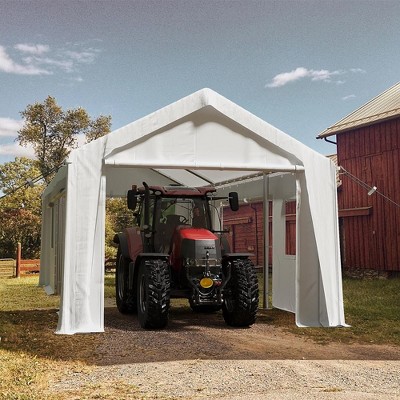Garvee 12'x20' Carport Canopy-Heavy Duty Waterproof Portable Garage 4 Roll-up Doors & 4 Windows,for Car Truck Boat Storage