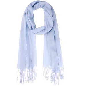 INSPIRE CHIC Gender Neutral Plain Cashmere Imitation Winter Warm Solid Color Fringe Long Scarves 1Pc - 1 of 4