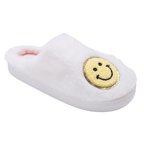 Kensie Girls' Slippers – Faux Fur House Slippers with Cute Patches, Soft Plush Indoor Shoes for Little Kid/Big Kid - 1 of 4