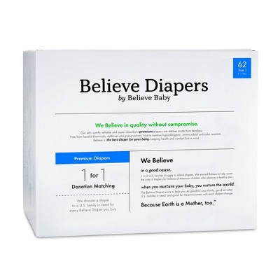 Believe Baby Premium Viscose Made from Bamboo Disposable Diapers (Select Size and Count)