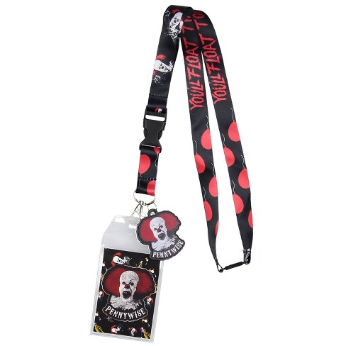 IT The Movie Pennywise ID Lanyard Badge Holder w/ And 2 Rubber Charm  Pendant