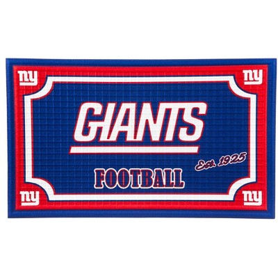 Evergreen Team Sports America NFL New York Giants Embossed Outdoor-Safe Mat - 30" W x 18" H Durable Non Slip Floormat for Football Fans