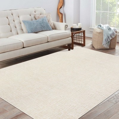 Coucheta Machine Washable Area Rug w/ Rubber Backing, Contemporary Soft Foldable Low Pile Solid Modern Carpet for Living Room, Home Office, Playroom