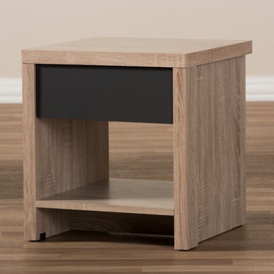 Jamie Two-Tone Oak and Gray Wood 1-Drawer Nightstand