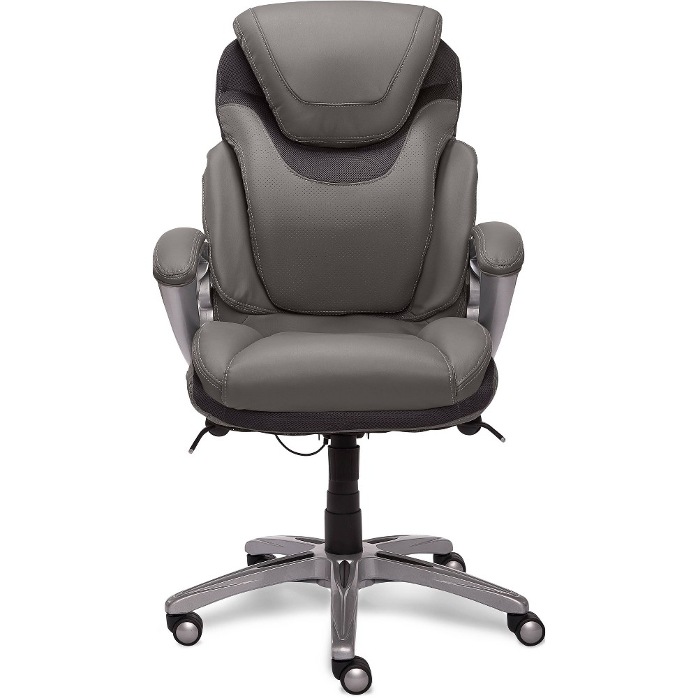 Serta AIR Health & Wellness Eco-friendly Bonded Leather Light Grey Executive Office Chair ( incomplete)