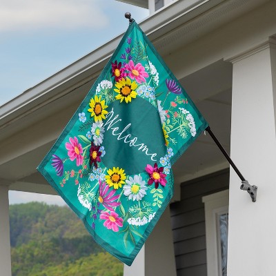 Wildflowers Welcome Estate Size Embellished Burlap Flag