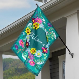 Wildflowers Welcome Estate Size Embellished Burlap Flag - 1 of 4