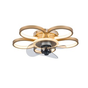 YIYIBYUS 20In Integrated LED Indoor Gold Flush Mount Flower Shape Ceiling Fan with Light - 1 of 4
