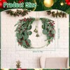 Norfolk Pine Wreath Front Door 13.8 Inch Artificial Greenery Decor with Pinecones Red Berries Eucalyptus Leaves Bells Xmas - 2 of 4