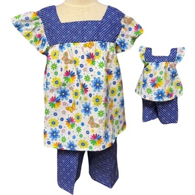 Doll Clothes Superstore Handmade Flower Short Set with Dot Trim – Fits 18" Dolls & Size 8 Girls