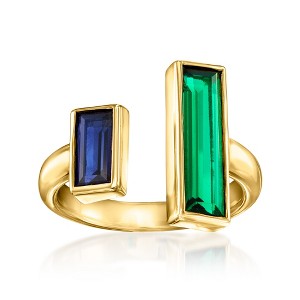 Pure Collection by Ross-Simons 1.70 Carat Lab-Grown Emerald and .30 Carat Lab-Grown Sapphire Wrap Ring in 18kt Gold Vermeil - 1 of 4