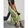Women's Satin Maxi Skirt - High Waist A-Line Long Skirt for Elegant Office Wear Mint Green - 4 of 4