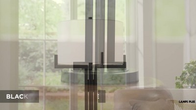 Idira 28" Modern Industrial Black Metal Table Lamp with White Drum Shade