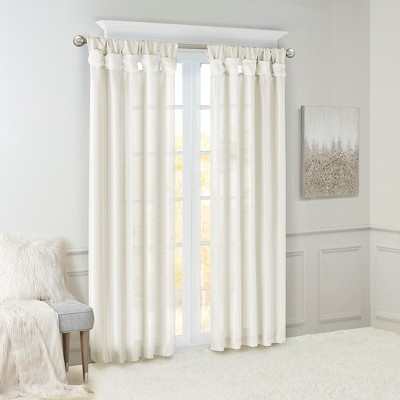 MAYEERTY 50x95" Twist Tab Lined Window Curtain Shades for Living Room White