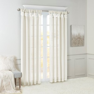 MAYEERTY 50x84" 2-PK Twist Tab Lined Window Curtain Shades Pair for Living Room White - 1 of 4