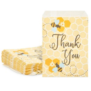 Sparkle and Bash 100 Pack Bumble Bee Paper Treat Bags for Baby Shower, Party Favor Bags for Kids Goodie, Gifts, Decorations, 5x7 in - 1 of 4
