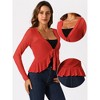 INSPIRE CHIC Women's Long Sleeves Self Tie Ruffle Mesh Casual Bolero Cardigan - 2 of 4