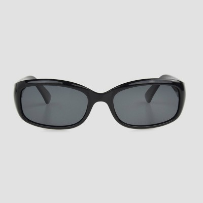 Women's Narrow Rectangle Sunglasses with Smoke Polarized Lenses - A New Day™ Black