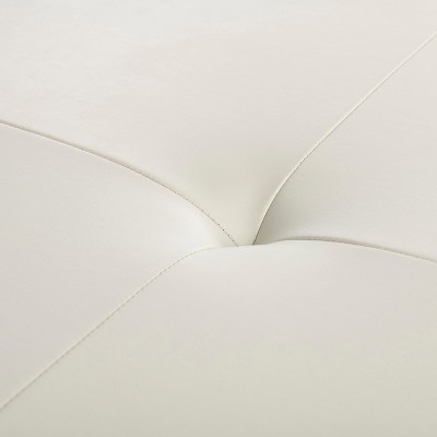Jordan Off-White Tufted Leather Cocktail Ottoman