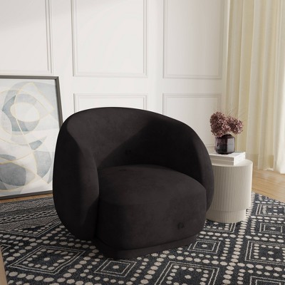 LeisureMod Faze Collection Velvet Upholstered Accent Chair with Padded Seat and Back, Single-Seater Sofa Armchair, No Assembly Required