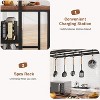 Kitchen Island with Storage, Table with Seating, 3-Tier Bakers Rack, Microwave Stand, 5 Hooks, Dining & Living Room, Black & Natural - 3 of 4