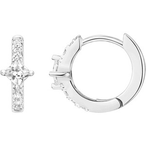 14K Gold Plated Huggie Earrings | 925 Sterling Silver with Cubic Zirconia, U-Shaped Snake Design - 1 of 4