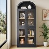 Garvee Arched Bookshelf with Doors - Glass Doors - 15.83 inches deep by 71.4 inches tall rustic ambiance premium wood display cabinet - 3 of 4