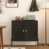 TIRAMISUBEST Black Coffee Bar Cabinet with Wine Rack,2-Door Sideboard - 3 of 4