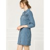 INSPIRE CHIC Women's 3/4 Sleeve Button Down Denim Shirt Dress - 4 of 4