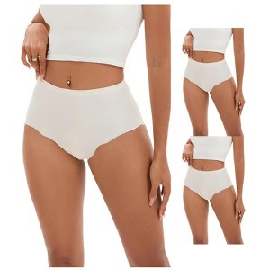 INSPIRE CHIC 3 Pcs Women's High-Waisted Full-Coverage Underwear Wave Trim No Trace Briefs - 1 of 4