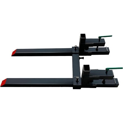 Clamp On Pallet Forks for Tractor Bucket, Heavy Duty 2000lbs Quick Attach Skid Steer Loader Pallet Fork with Adjustable Stabilizer Bar